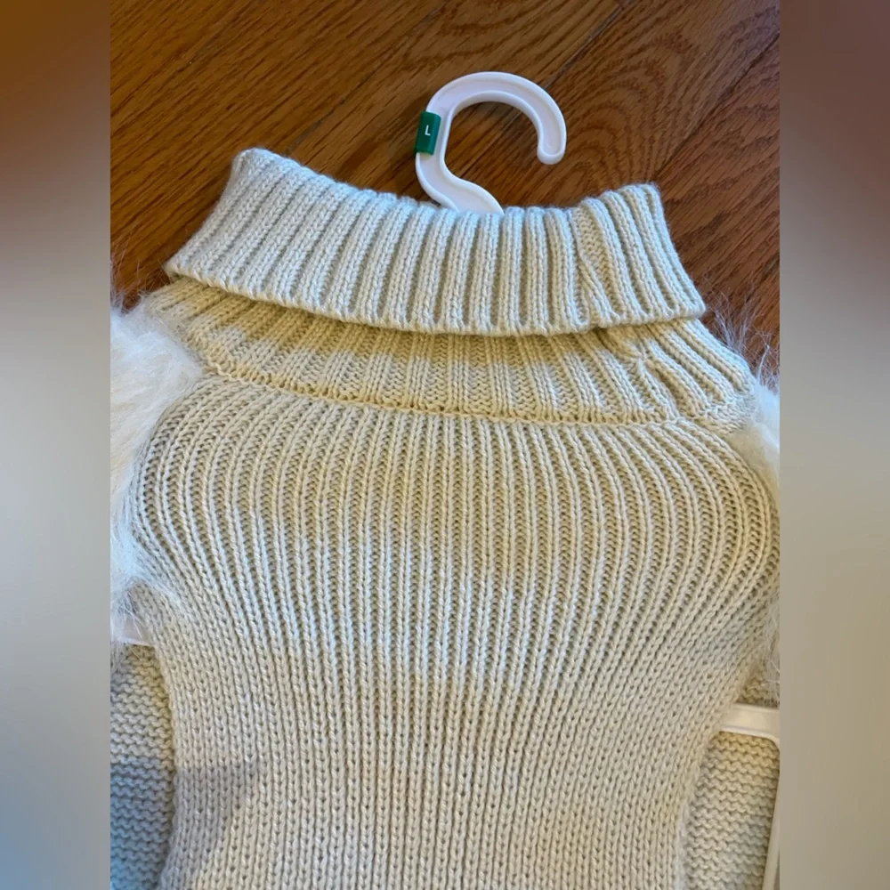 Cozy Cream Dog Sweater oat meal color - Picture 2 of 6
